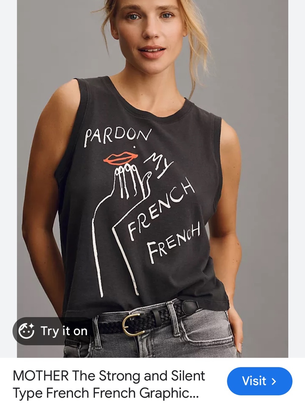 MOTHER The Strong and Silent Type Graphic Tank - Black xs